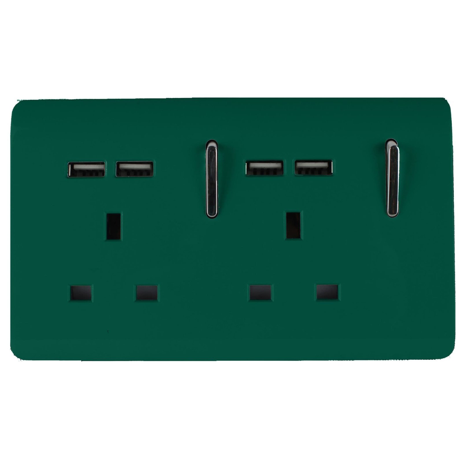 2 Gang 4 Port USB 2100mA Plug Socket 